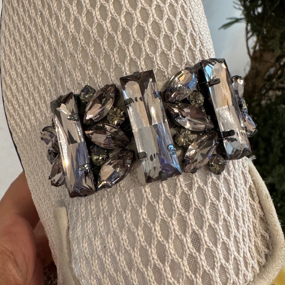 Karl Lagerfeld Cream Mesh Platform Loafer with Jewel Accents - Size 11 - Picture 8 of 11
